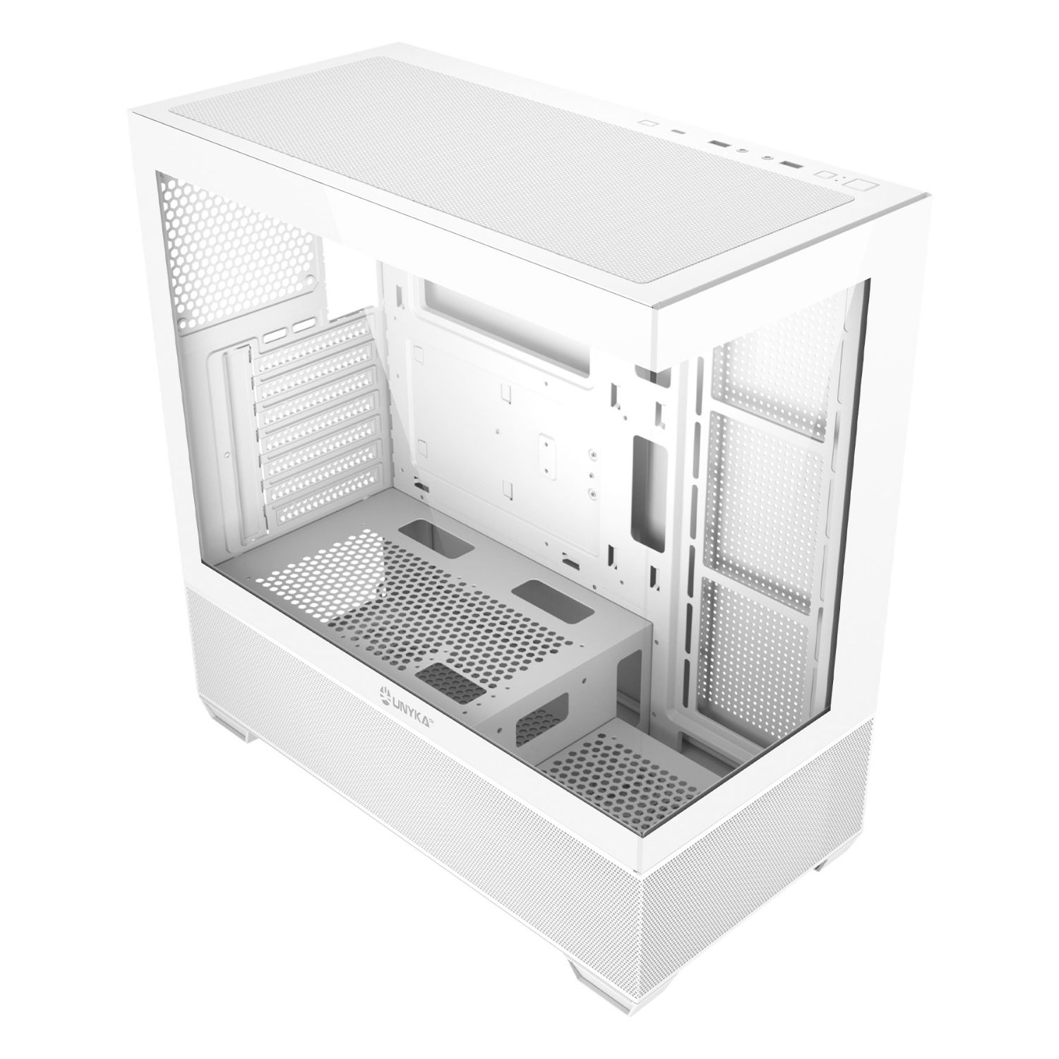 UK121802 - Caja Gaming UNYKA Revelat Ventana Lateral de Cristal Templado 2xUSB-A 3.0 1xUSB-C 3.1 ATX ITX mATX Blanca (UK121802)
