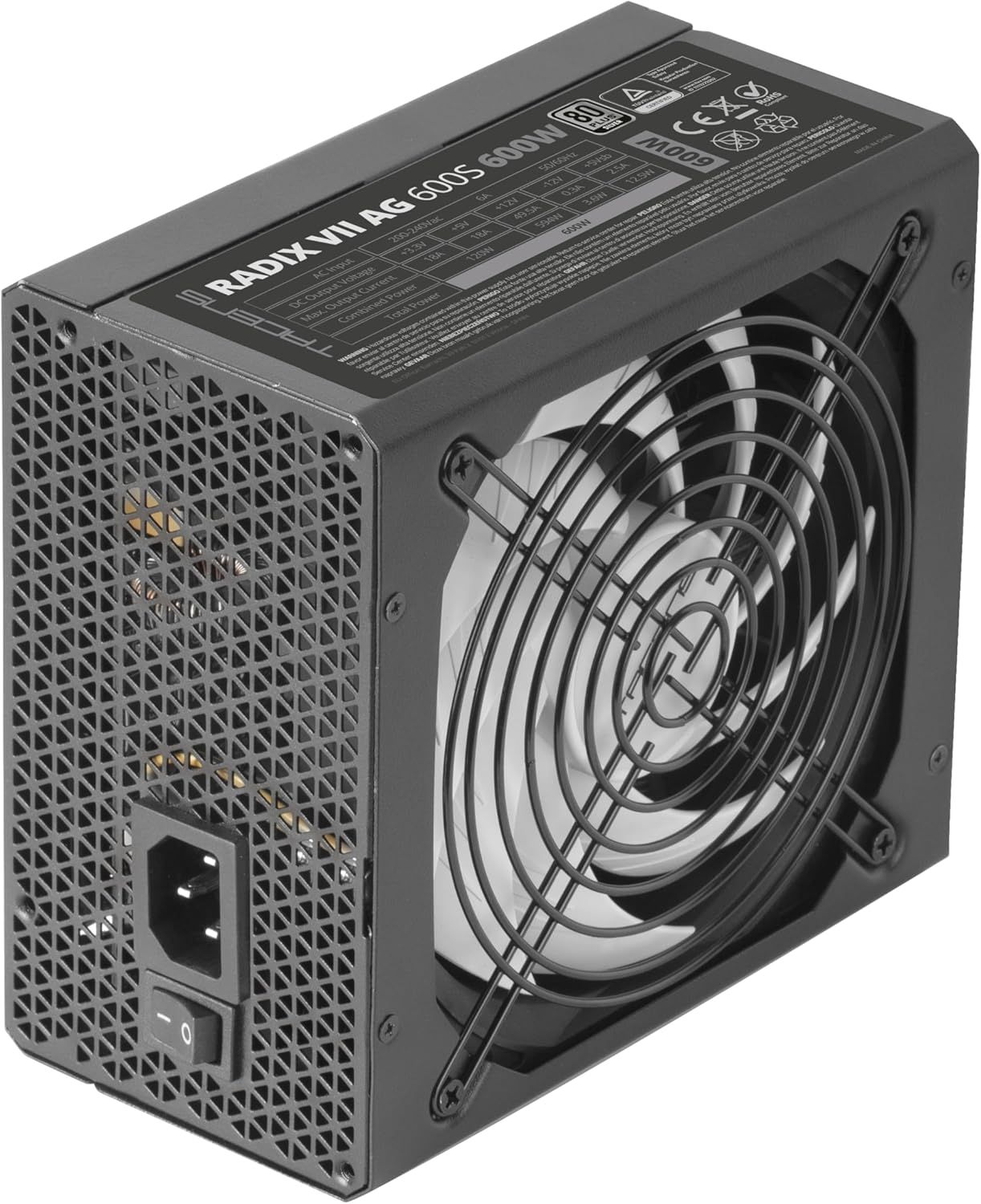 1RVIIAG600S - Fuente Tacens Radix VII AG ATX 600W 140mm 87% 20+4 pin ATX EPS 3xMolex 5xSATA 2xPCIe 80+ Silver Negro (1RVIIAG600S)
