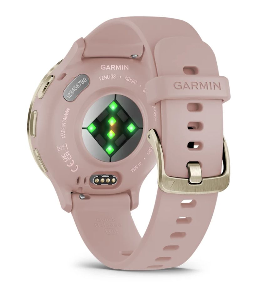 010-02785-03 - Smartwatch Garmin Venu 3S 41mm, Bisel de acero inoxidable de color beige gold con caja y correa de silicona en Rose Gold. (010-02785-03)