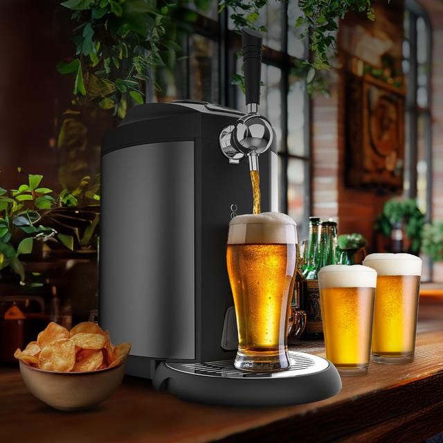 A01_EU01_100009 - Grifo Dispensador CECOTEC BeerFlow Steel 5000, de cerveza, con acabados de acero inoxidable de 65 W con temperatura ajustable de 2C a 12C, compatible con barriles universales presurizados y no presurizados de 5L, (A01_EU01_100009)