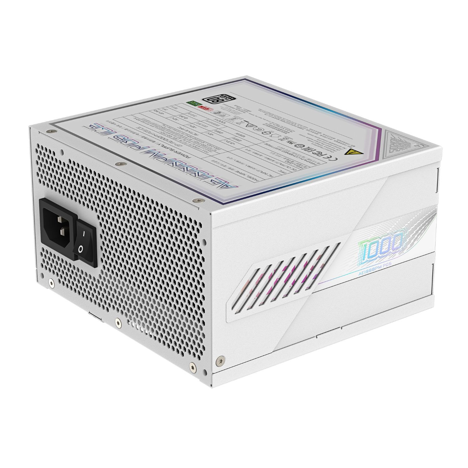 GP-AE1000PM PG5 ICE - Fuente GIGABYTE AORUS ELITE ATX 1000W Modular 20+4 pin ATX 4xMolex 6xSATA 80 Plus Platinum Blanca (GP-AE1000PM PG5 ICE)