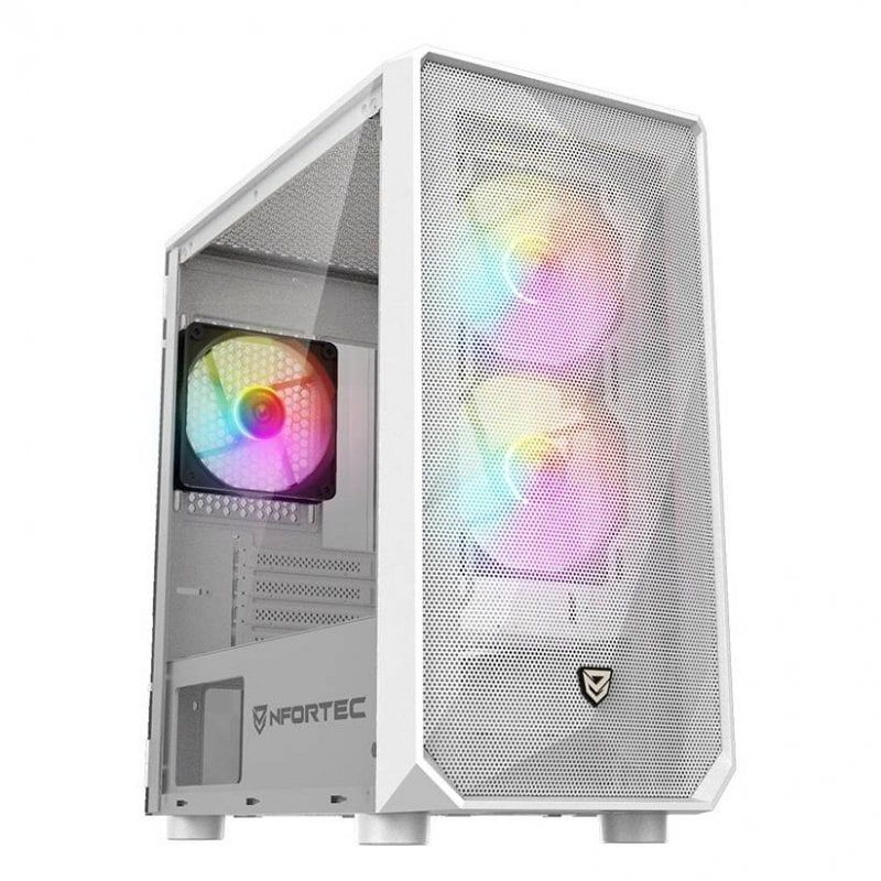 NF-CS-DYS-W - Caja Nfortec Dys Ventana Lateral de Cristal Templado RGB 2xUSB 2.0 1xUSB-A 3.0 mATX ITX Blanca (NF-CS-DYS-W)