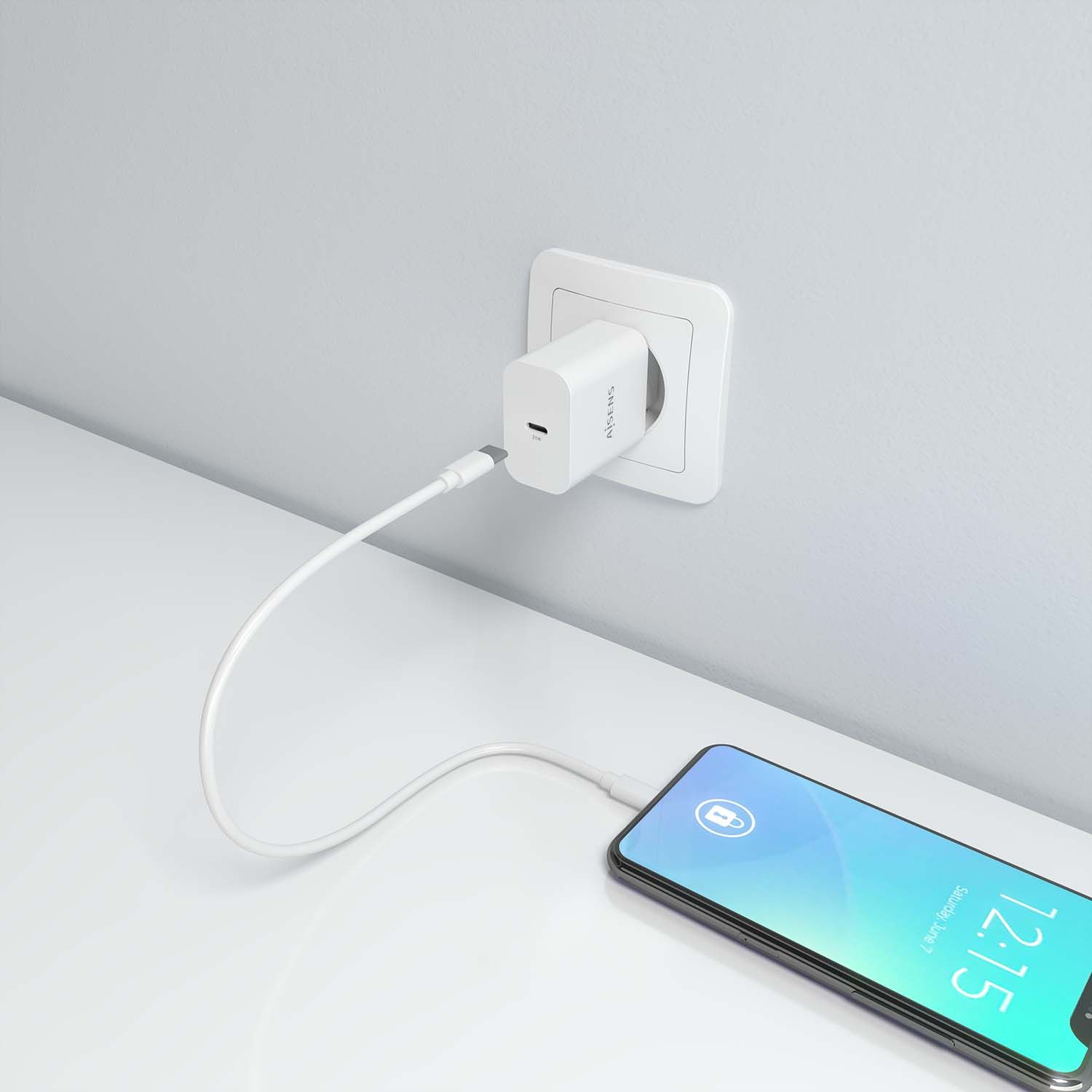 A110-0938 - Cargador de Pared AISENS 1xUSB-C 20W PD 3.0 QC 2.0 Blanco (A110-0938)