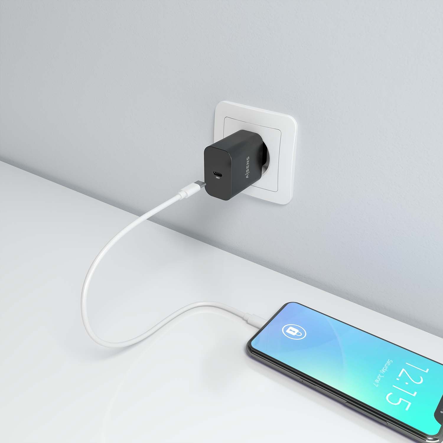 A110-0939 - Cargador de Pared AISENS 1xUSB-C 20W PD 3.0 QC 2.0 Negro (A110-0939)