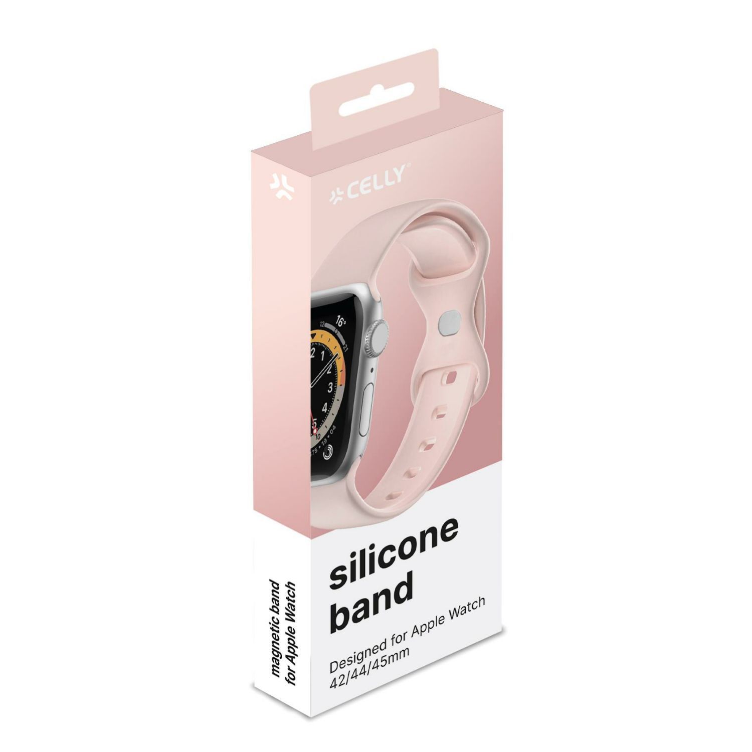 WBANDSIL44BP - Correa CELLY Apple Watch 42/44/45mm Silicona Rosa (WBANDSIL44BP)