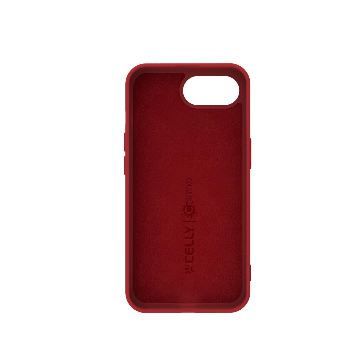 CROMO1123RD - Funda CELLY para iPhone 16E, revestimiento siliciona y acabado suave al tacto, Rojo. (CROMO1123RD)