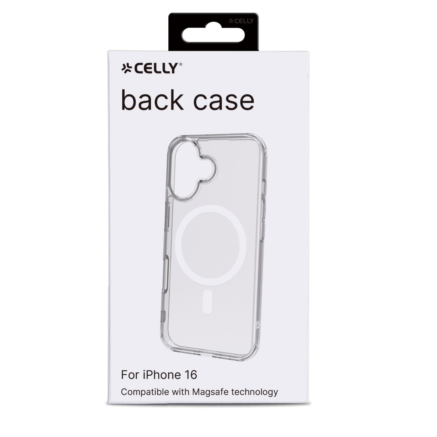 GELSKINMAG1112W - Funda CELLY iPhone 16, Compatible con la tecnologa Magsafe, Transparente/Blanco. (GELSKINMAG1112W)