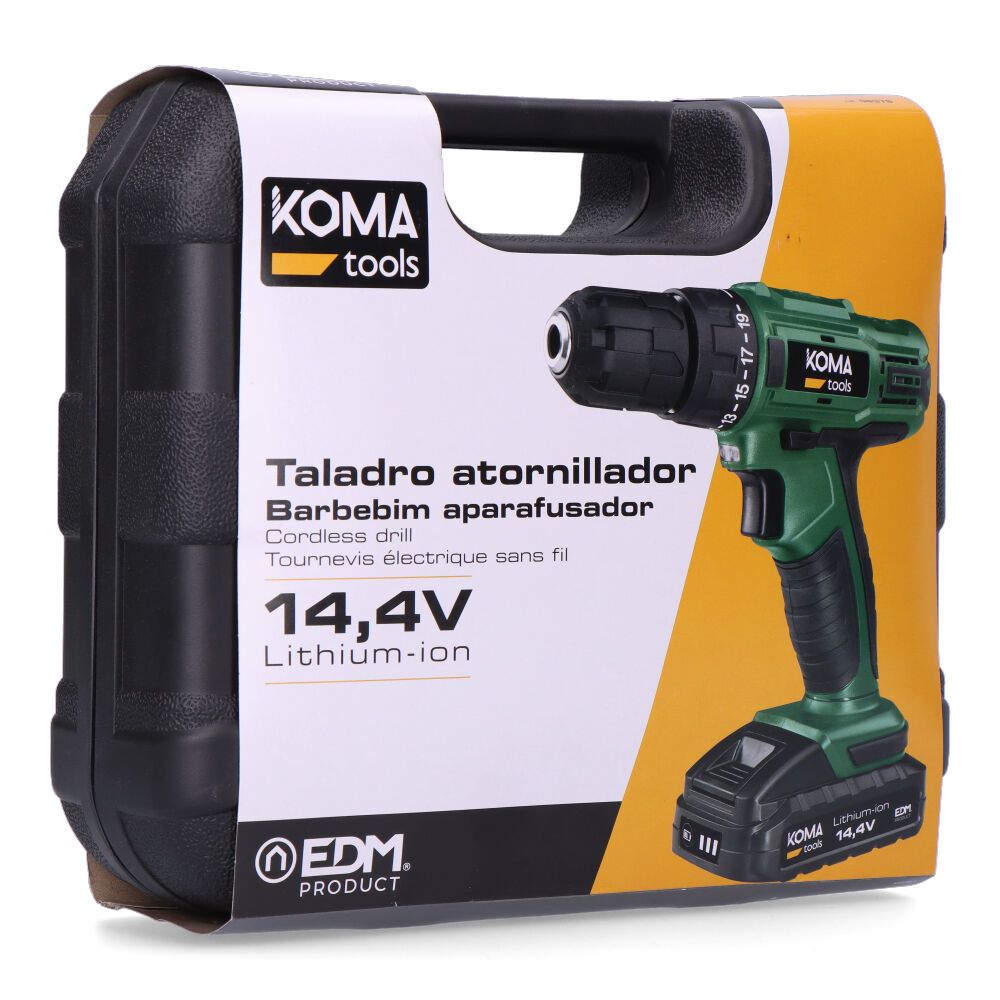 08376 - Taladro Atornillador KOMA con maletin, Bateria 1500mAh y cargador. (08376)