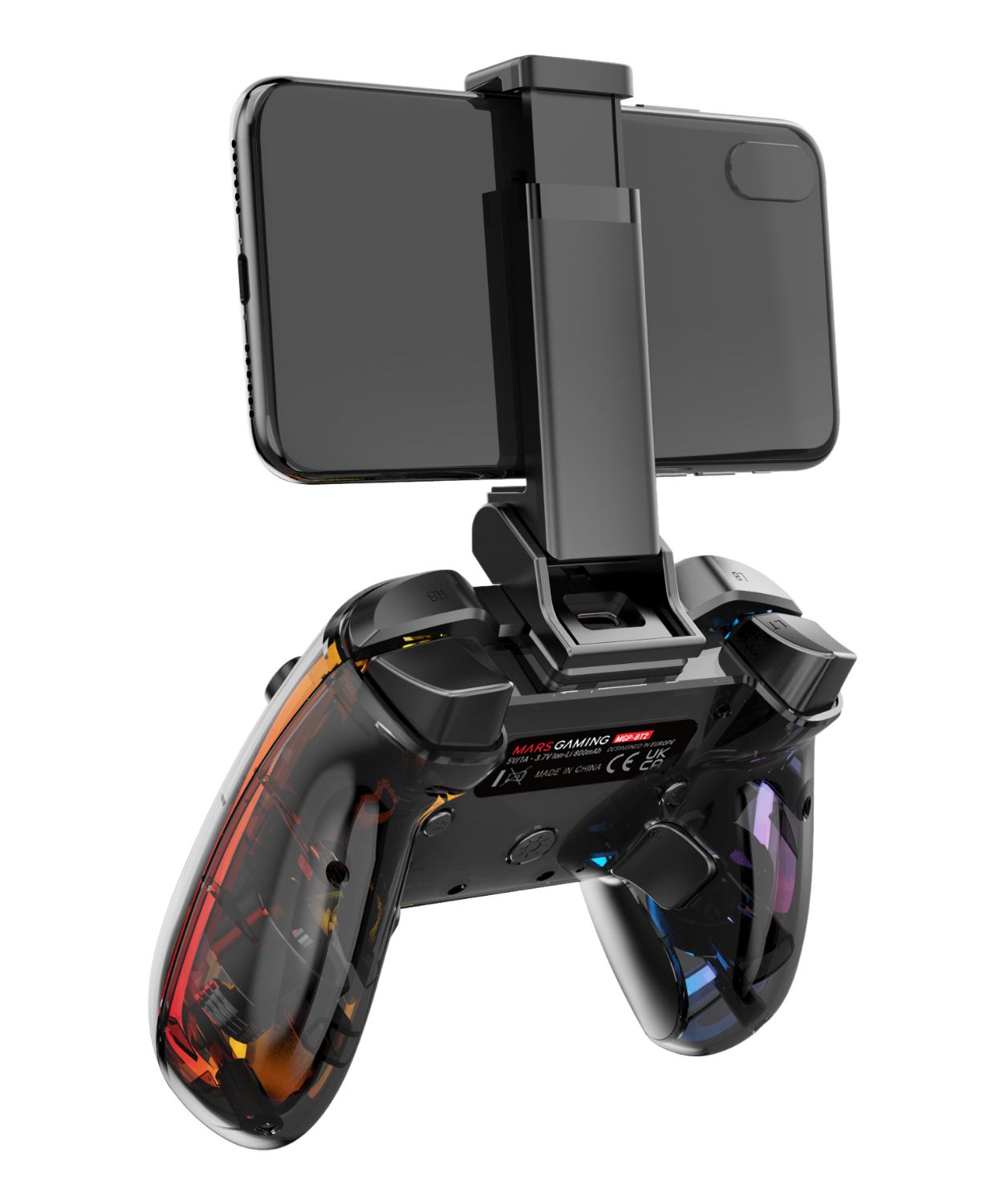 MGPBT2 - GamePad MARS GAMING Bluetooth5.0 RGB Neon +Adaptador para Smartphone (MGPBT2)
