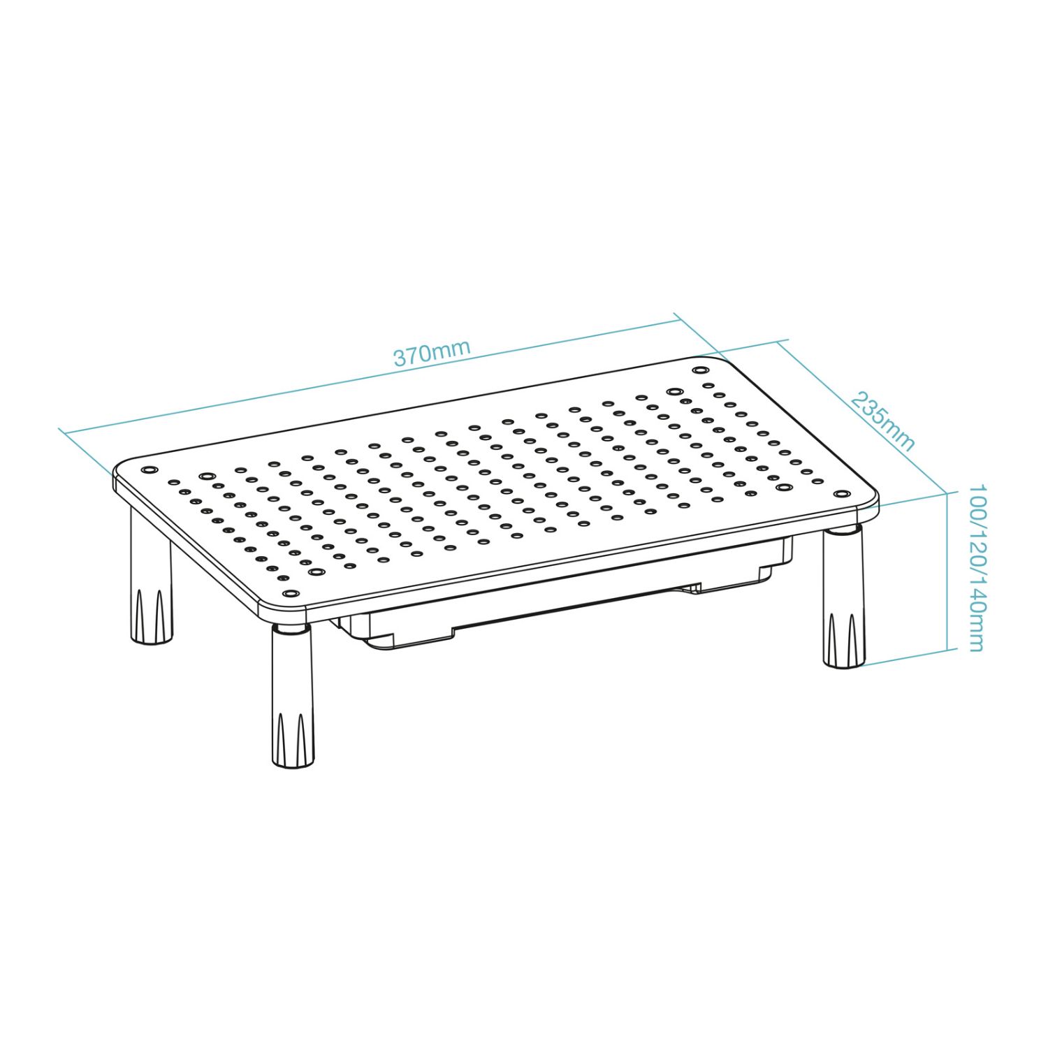 TQMR087 - Soporte Elevador TOOQ con Cajn para Monitor/Porttil, hasta 20Kg, Negro (TQMR087)