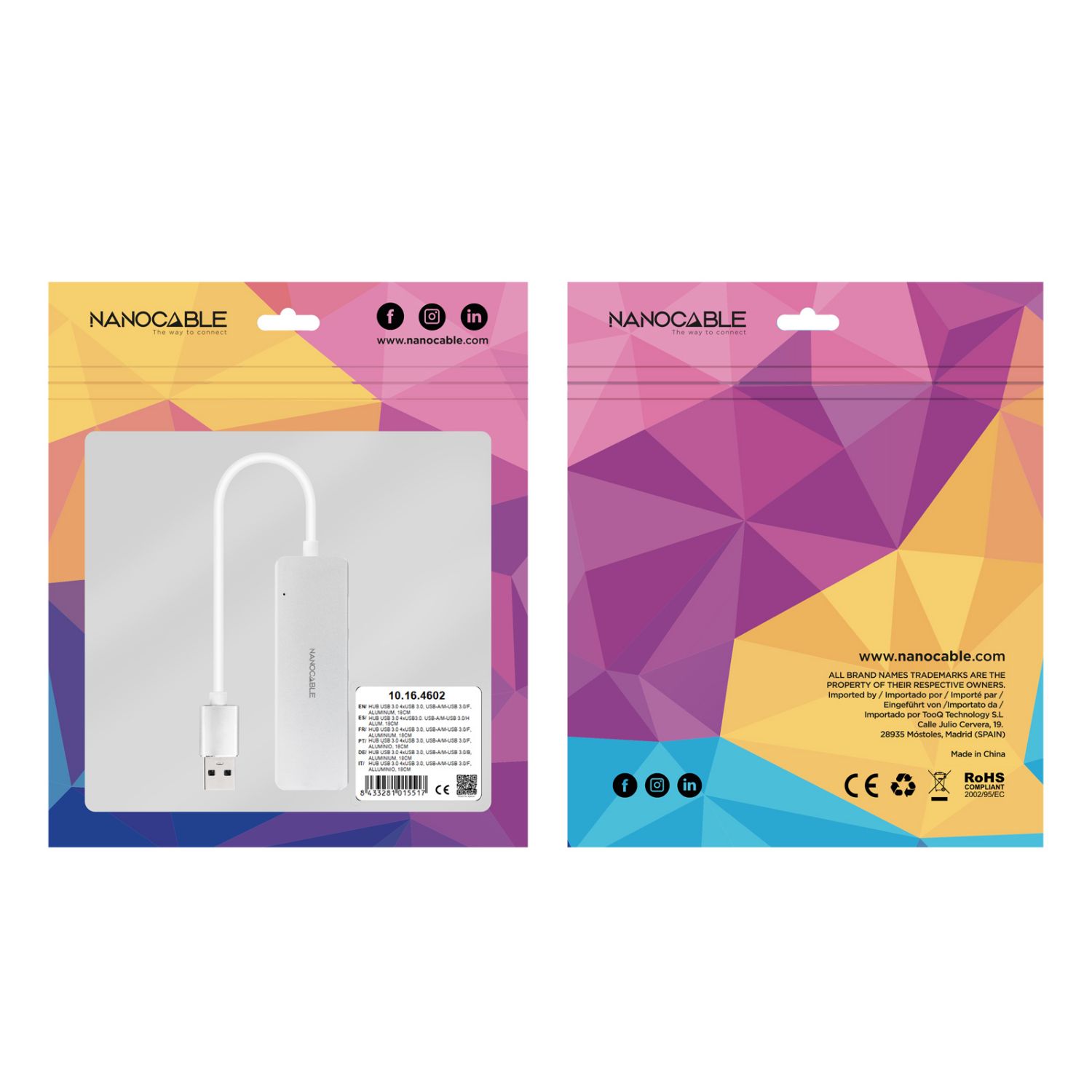 10.16.4602 - Hub Nanocable Usb3.0/M a 4xUsb-A/H Gris (10.16.4602)