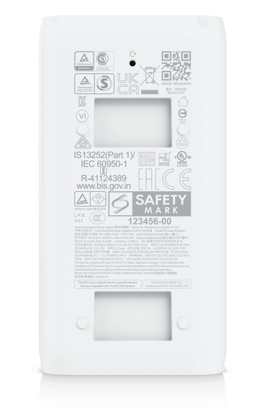 U-PoE - Adaptador Ubiquiti Inyector PoE 48V Ethernet GbE Blanco (U-PoE)