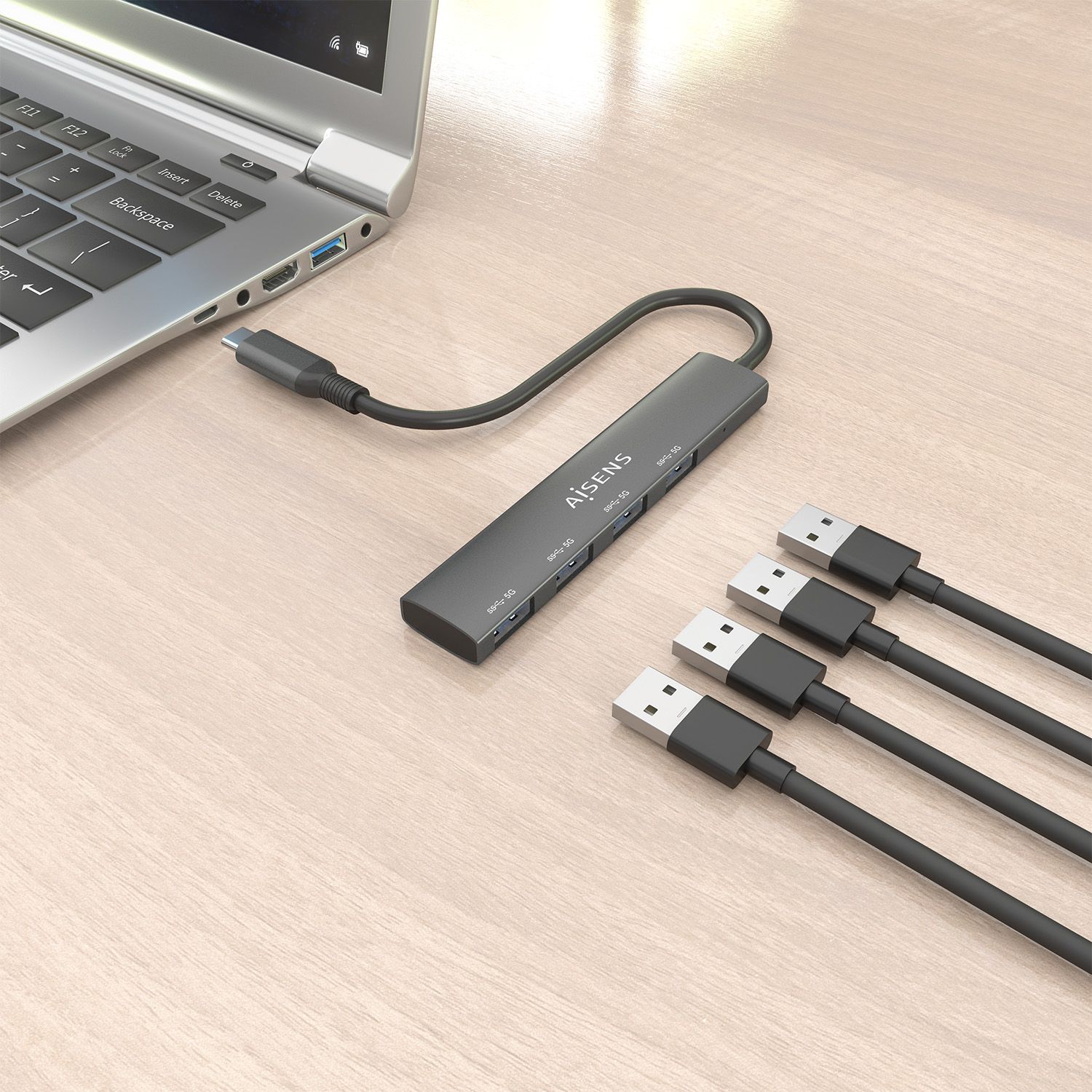 A109-0943 - Hub Aisens Usb-C/M a 4Usb-A/H 15cm Gris (A109-0943)