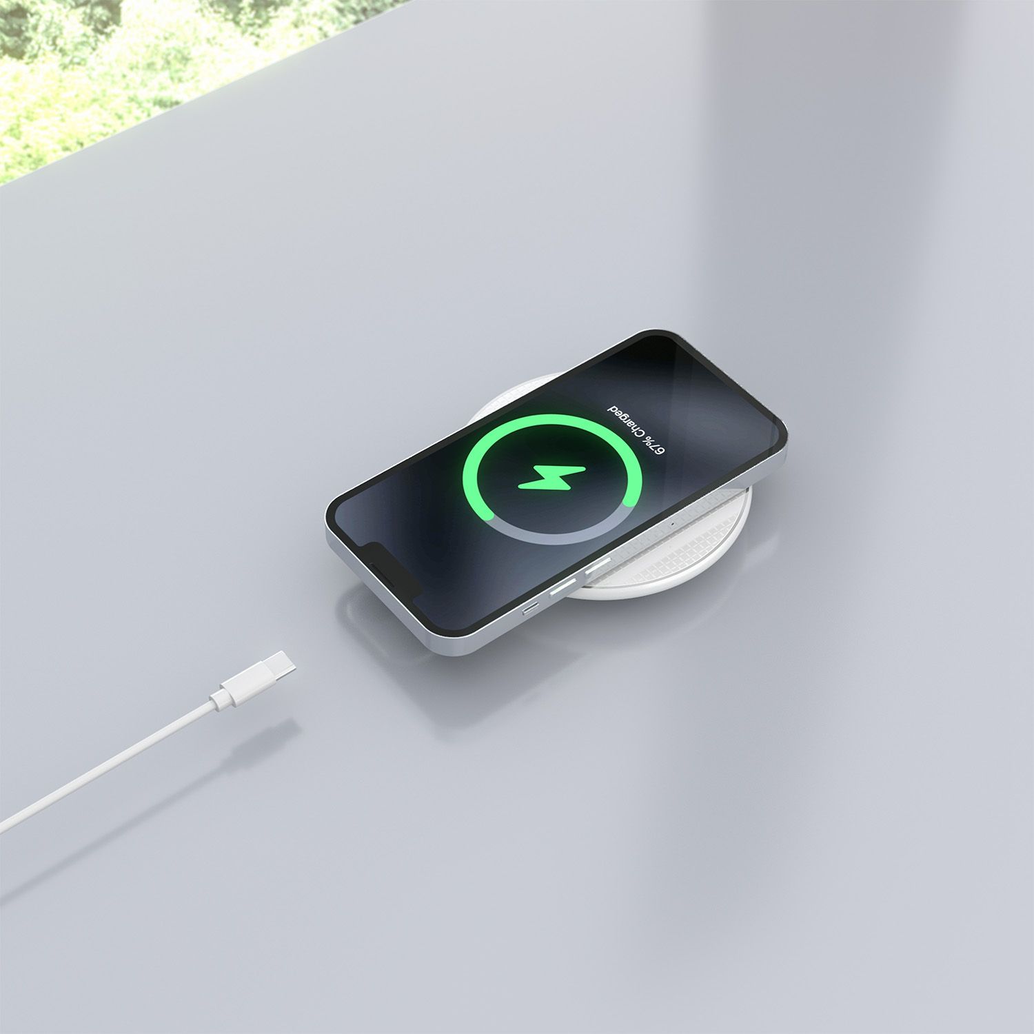 ASCH-15W1WC057-W - Cargador AISENS Inalmbrico Qi Usb-C 15W/5W Blanco (ASCH-15W1WC057-W)