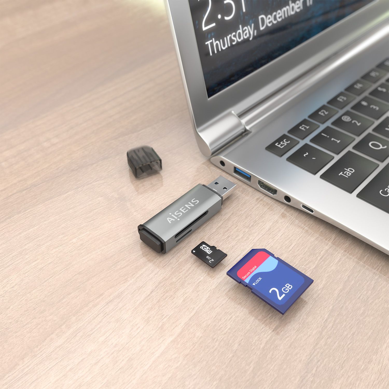 ASCR-2A09-GR - Lector Tarjetas AISENS USB-A 3.0 Gris (ASCR-2A09-GR)