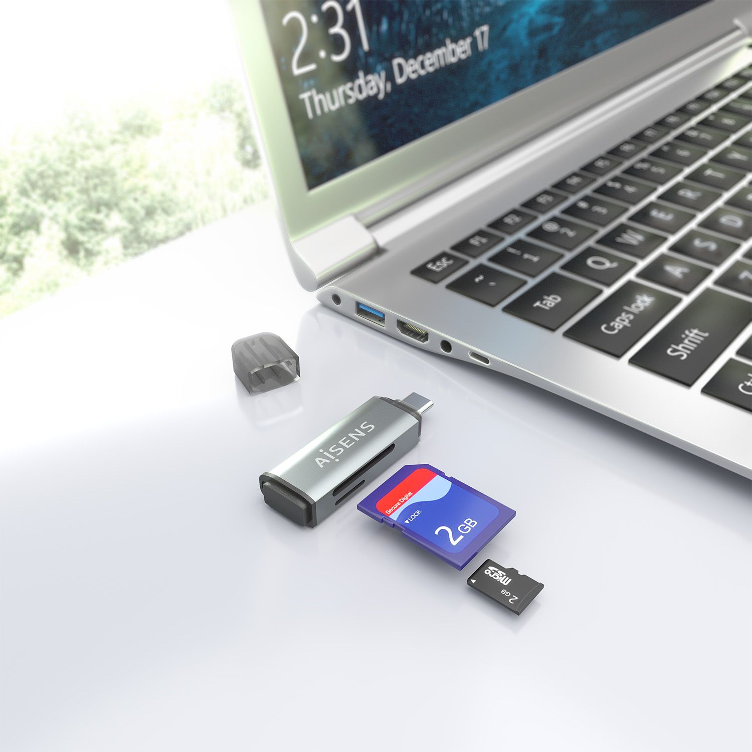 ASCR-2C10-GR - Lector Tarjetas AISENS USB-C 3.0 Gris (ASCR-2C10-GR)