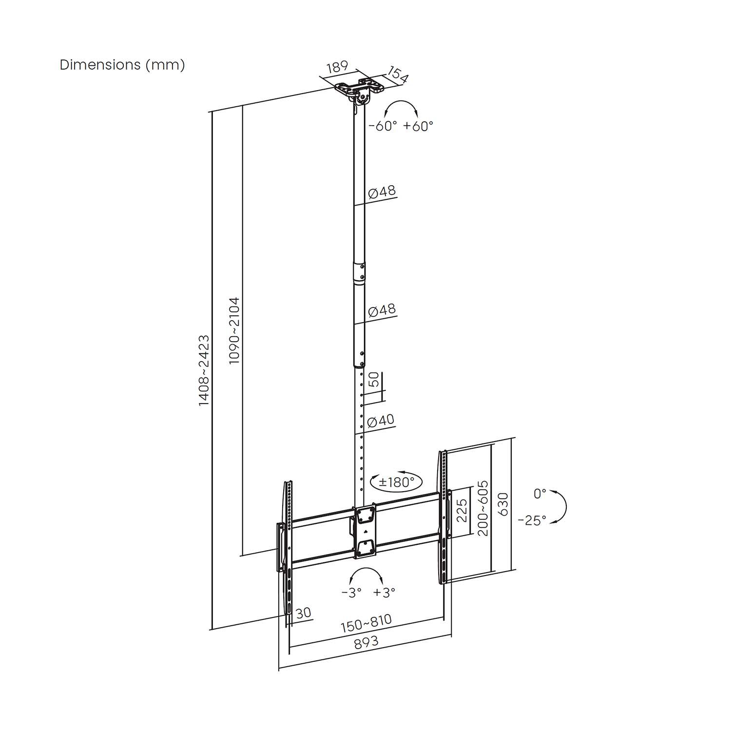 CT100TSLE-393 - Soporte de Techo AISENS 50
