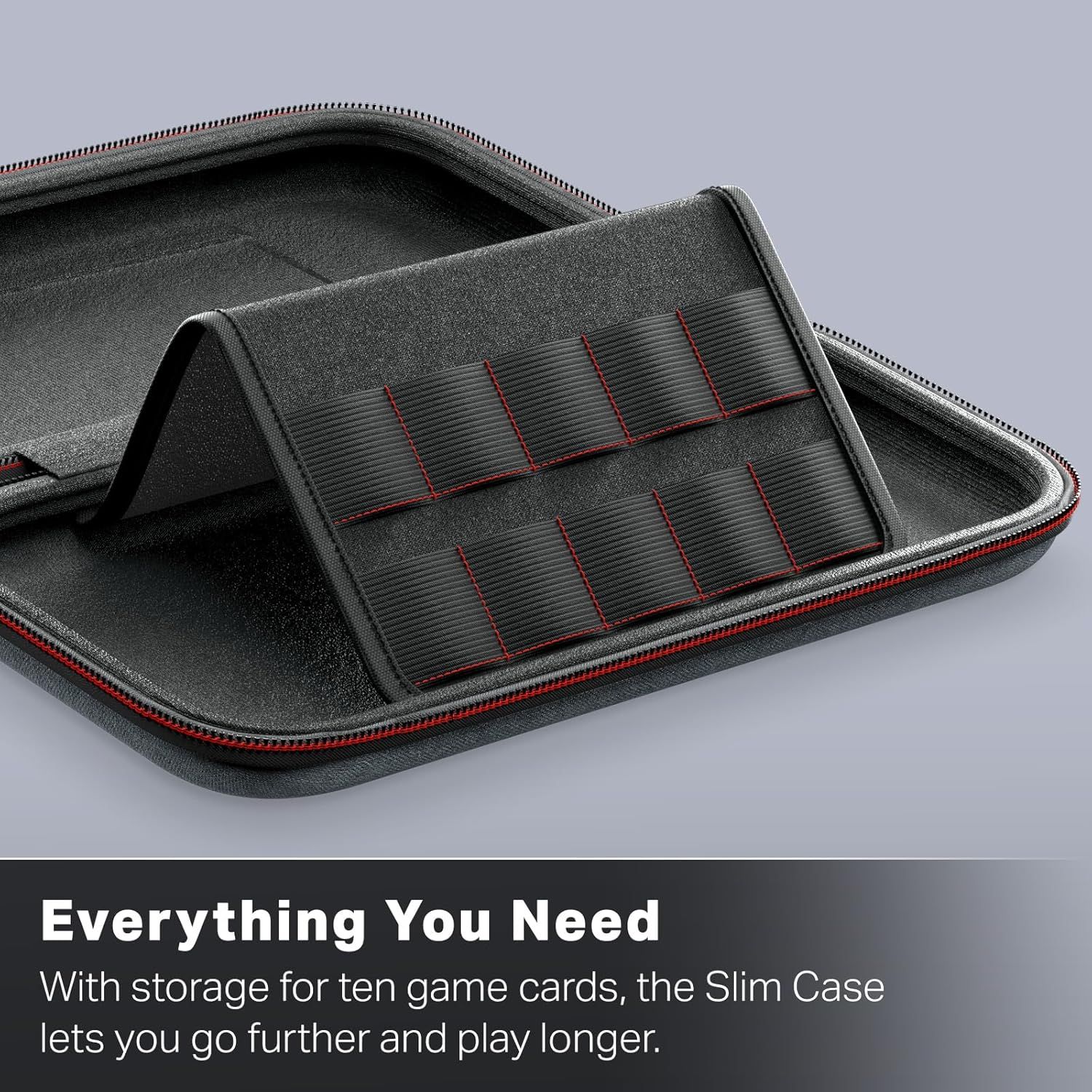 NSCS0528-01 - Funda PowerA para Nintendo Switch 2, Almacenamiento hasta 10 tarjetas de juego, Protector de pantalla acolchado, Gris Oscuro(NSCS0528-01)