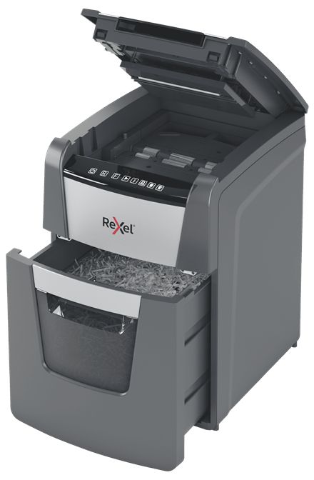 2020090XEU - Destructora Rexel Optimum AutoFeed 90X Papel/Tarjetas de Crdito/Grapas/Clips Corte en Partculas P-4 34L Negra/Gris (2020090XEU)
