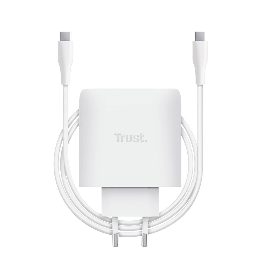 25524 - Cargador de Pared Trust Maxo GaN 65W QC 3.0 1xUSB-C Cable 2m Blanco (25524)