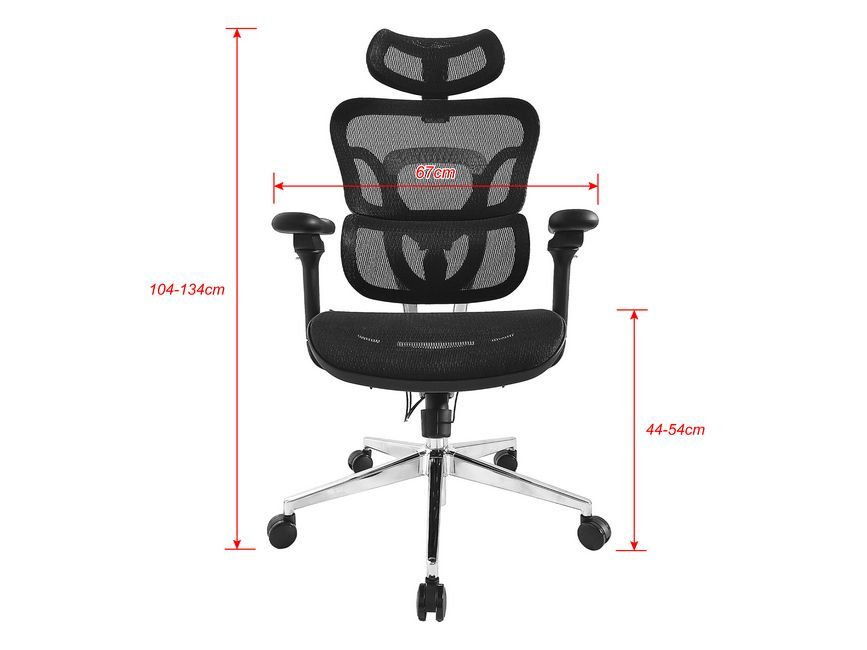 EQ651051 - Silla de Oficina EQUIP Respaldo de Malla Reposabrazos Acolchado/Reposacabezas/Almohada Lumbar Mx. 150Kg Negra (EQ651051)