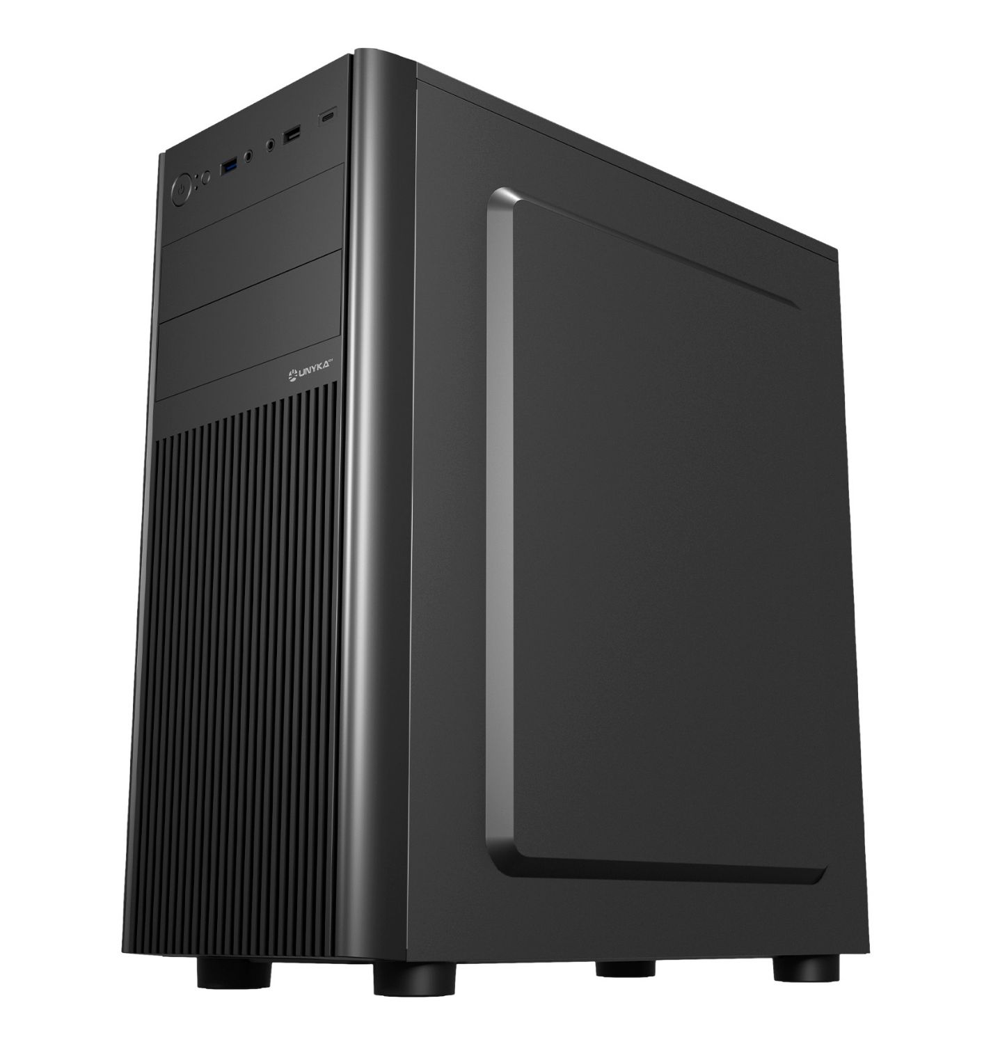 UK180260 - Caja UNYKA UK8026 1xUSB 2.0 1xUSB-A 3.0 1xUSB-C 3.1 ATX ITX mATX Negra (UK180260)