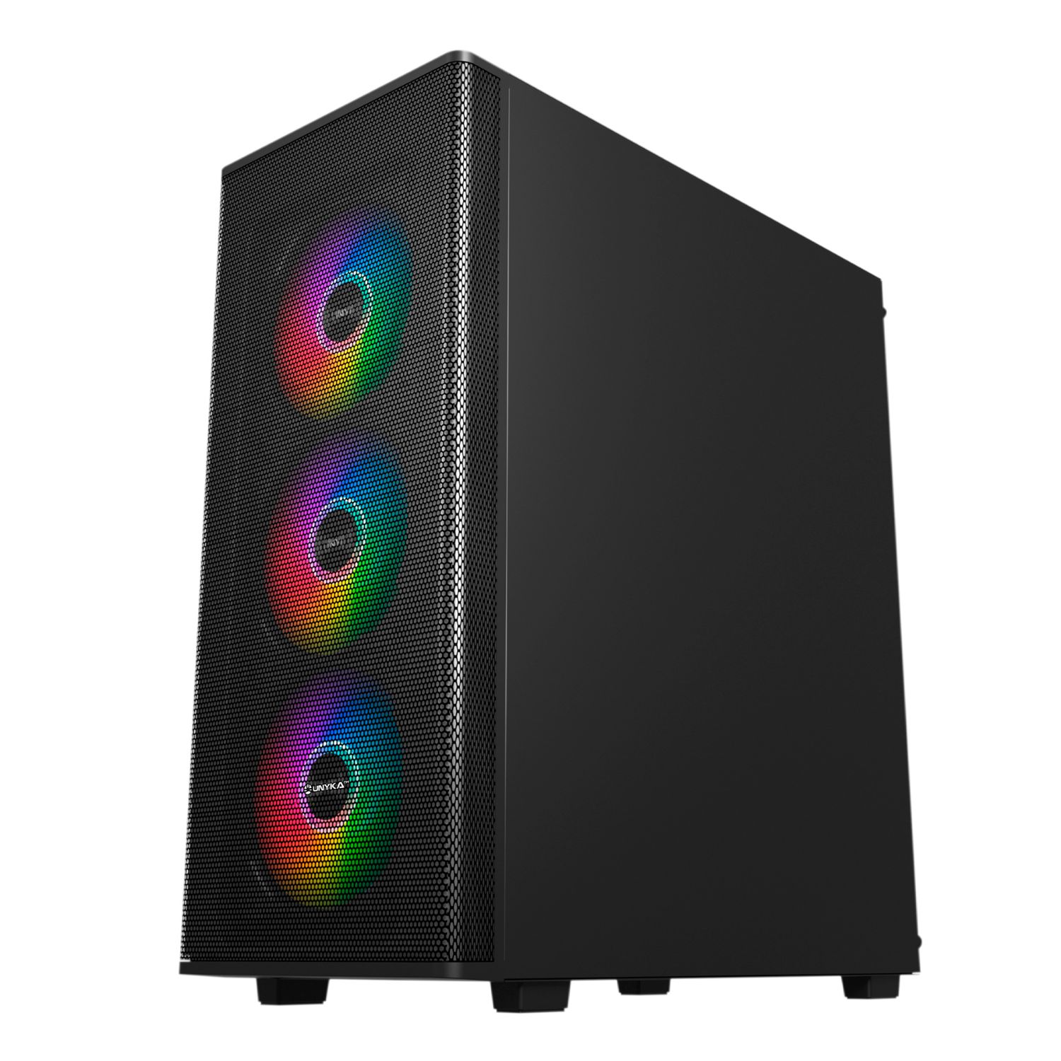 OUT5964 - Caja PC UNYKA Mir 100 ARGB USB 2.0 USB-A 3.0 ATX Negra (UK511303) (OUT5964). Buen estado. Leve golpe en pata trasera. Completa. (OUTLET)