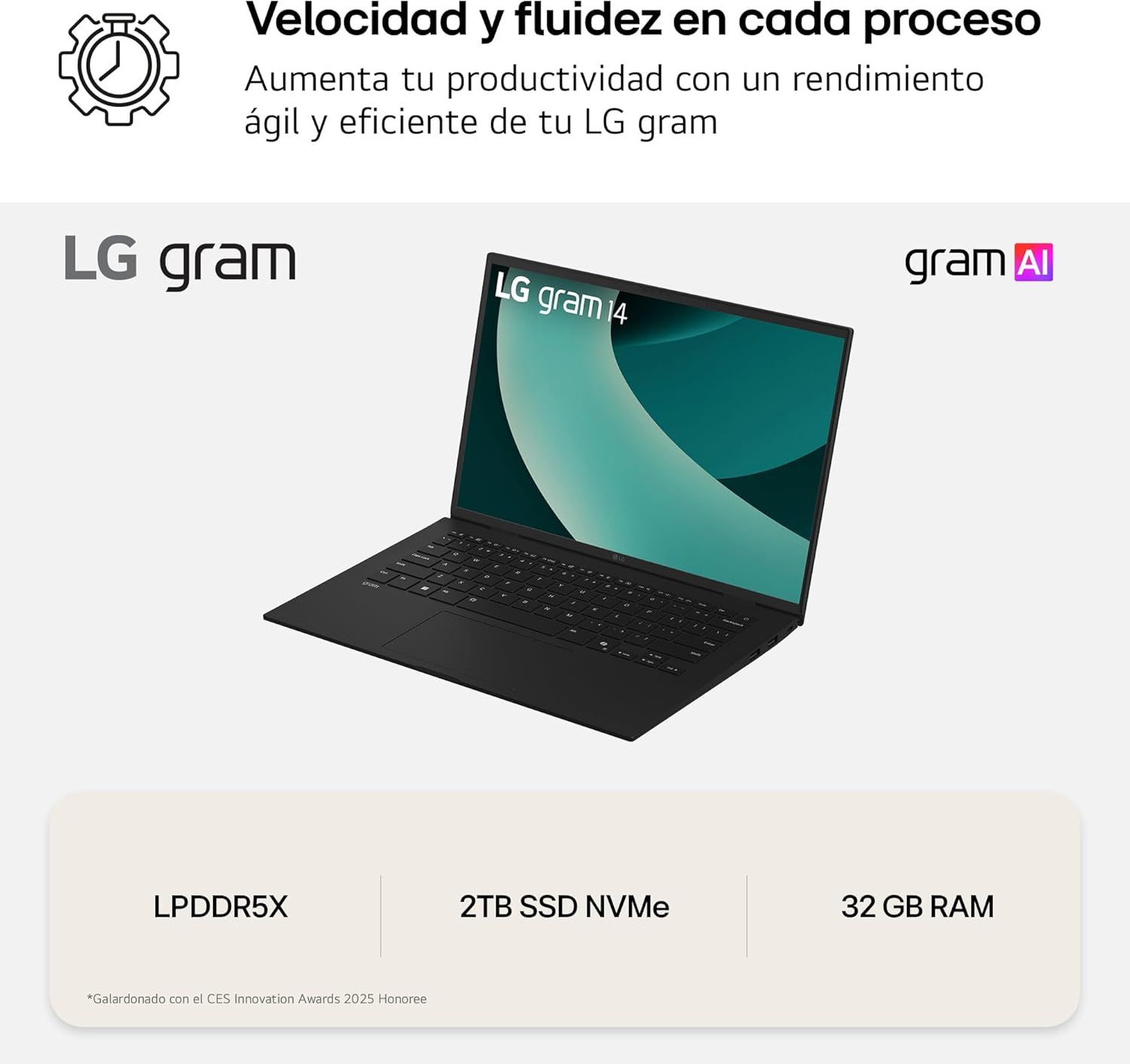 14Z90T-G.AD88B - Porttil LG gram Ultra 7-255H 32Gb 1Tb SSD 14