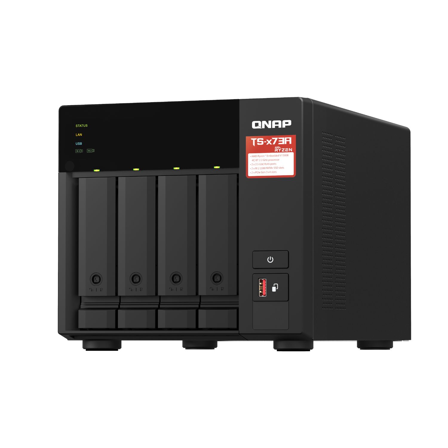 TS-473A-8G - Nas QNAP Ryzen V1500B 8Gb 2M.2 4Bahas 2x2.5Gbe (TS-473A-8G)