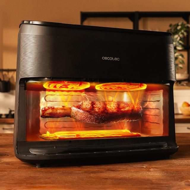 A01_EU01_101138 - Freidora Aire Cecotec Cecofry&Grill Smokin 11000, con triple grill en la parte superior e inferior, ahumador, 11L, 2900W, pared divisoria mvil para optar entre dos cestillos con temperatura dual o convertirse en una sola cubeta. (A01_EU01_101138)