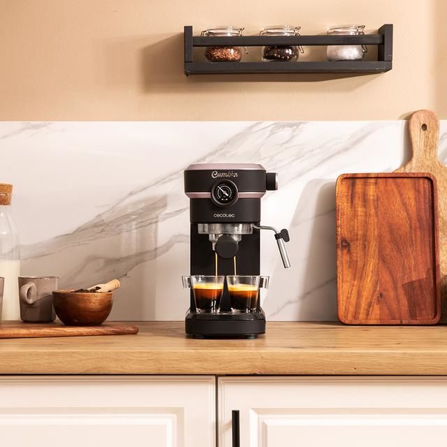 01574 - Cafetera Express Cecotec Cafelizzia 890 Rose Pro, sistema calentamiento por thermoblock, 20 bares, modo Auto para 1 y 2 cafs, vaporizador orientable, conducto de agua para infusiones y manmetro para medir la presin. (01574)