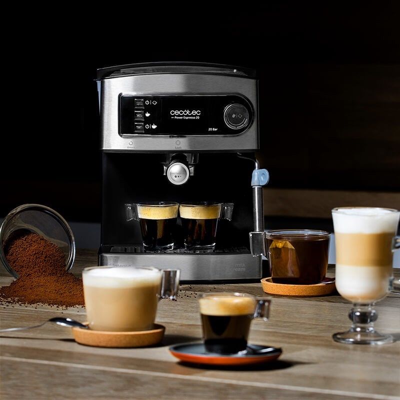 A01_EU01_101336 - Cafetera CECOTEC Power Espresso 20, 1.6l, 20Bares, vaporizador, acero inoxidable.(A01_EU01_101336)