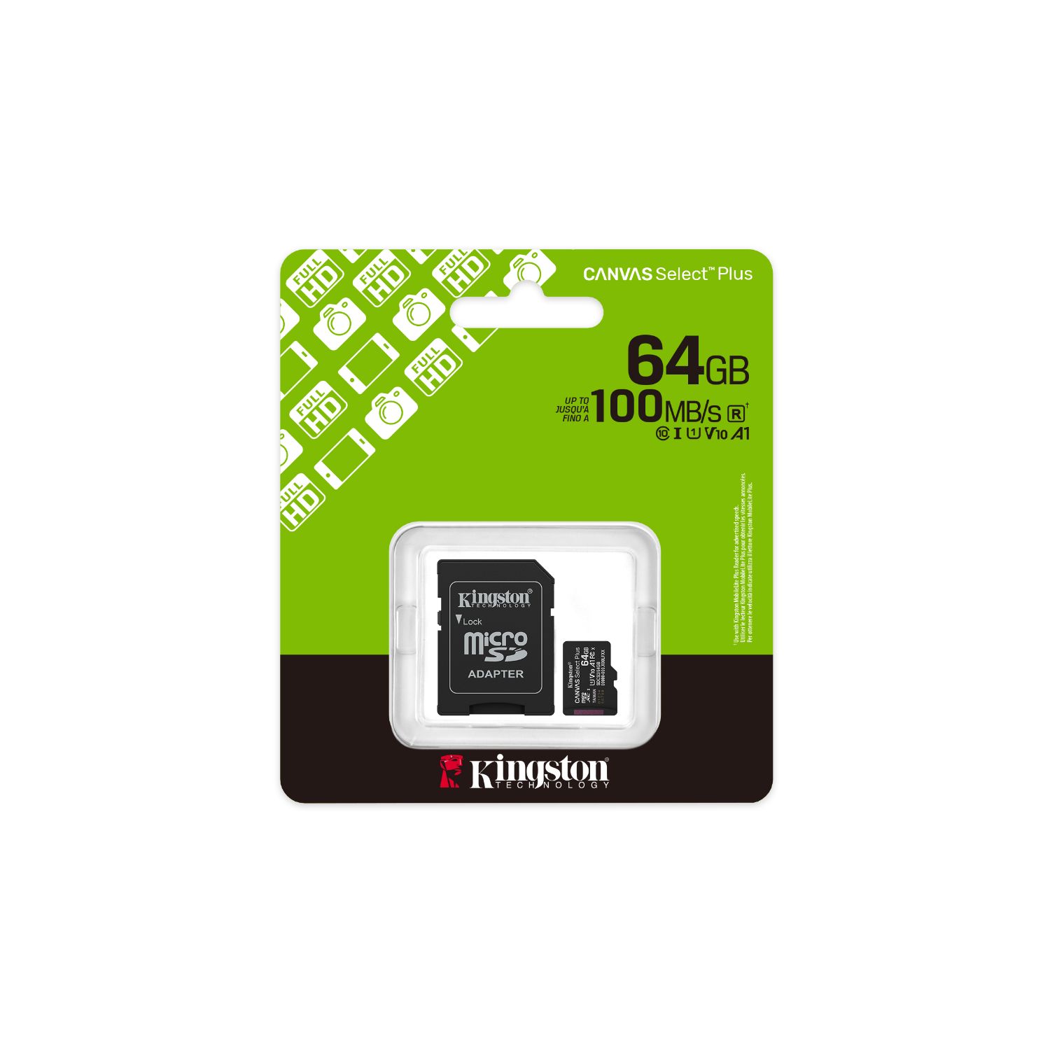 SDCS3/64GB - Kingston MicroSDXC 64Gb con Adaptador SD, Clase10, UHS-I V10 A1 150MB/s. (SDCS3/64GB)