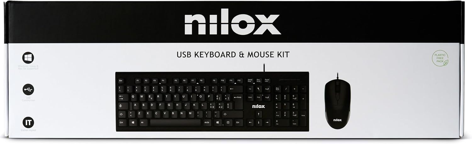NXKMIT0011 - Kit Teclado + Ratn NILOX en Italiano USB 1600dpi Negro (NXKMIT0011)