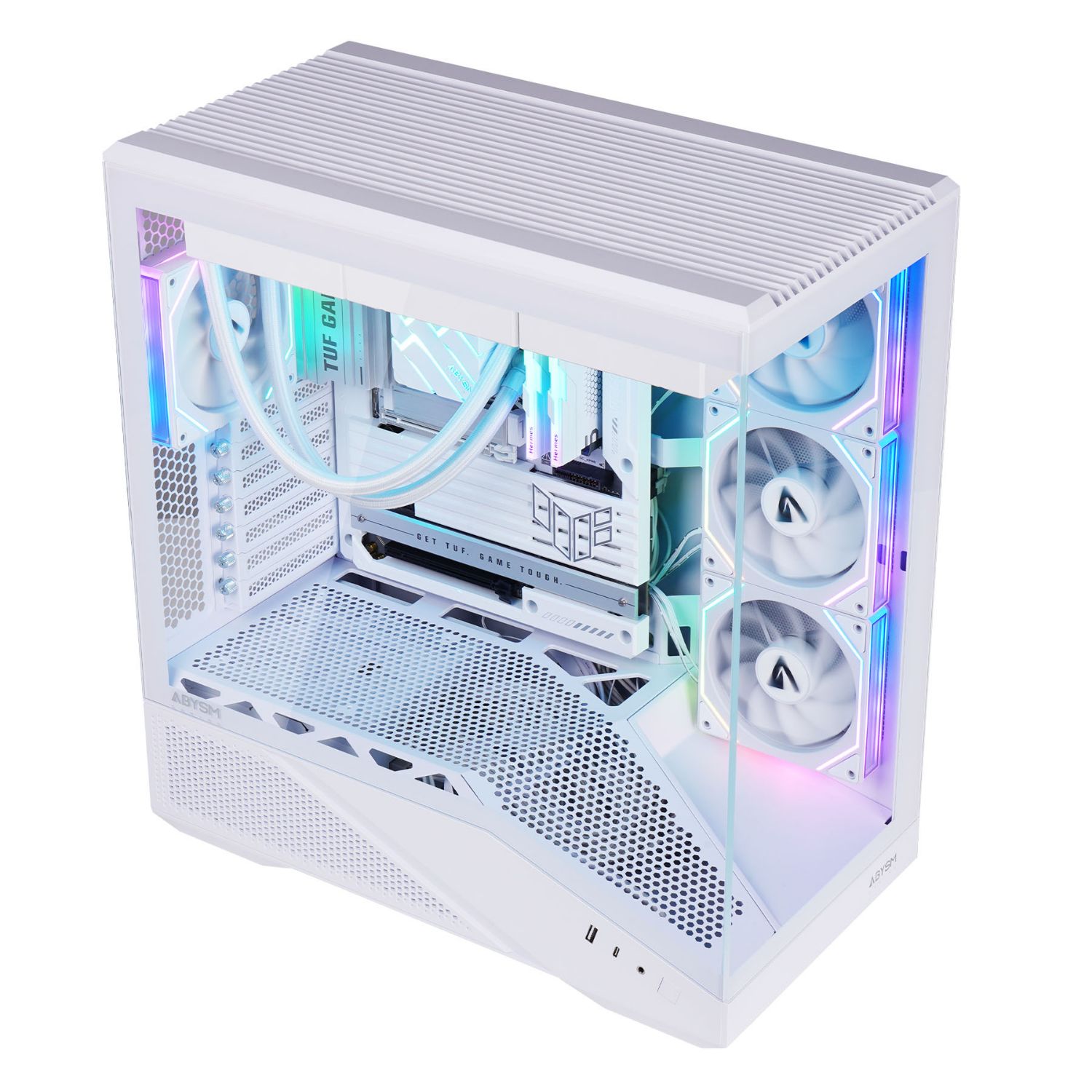 AB123533W - Caja Abysm Gaming Arian Frame A400 Panel Lateral de Cristal Templado ARGB 1xUSB-A 3.0 1xUSB-C 3.1 ATX mATX Mini-ITX Blanca (AB123533W)
