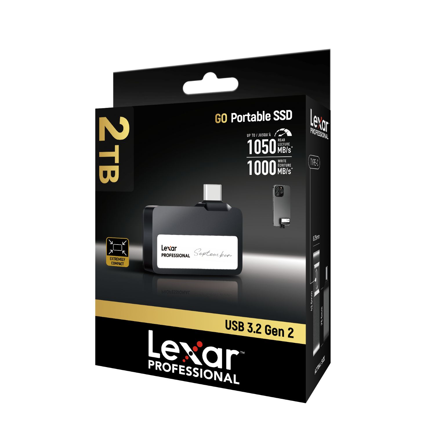 LSL400X002T-RNBNG - Disco SSD Lexar 2Tb USB-C 3.1 Lectura 1050 Mb/s Escritura 1050 Mb/s Negro (LSL400X002T-RNBNG)