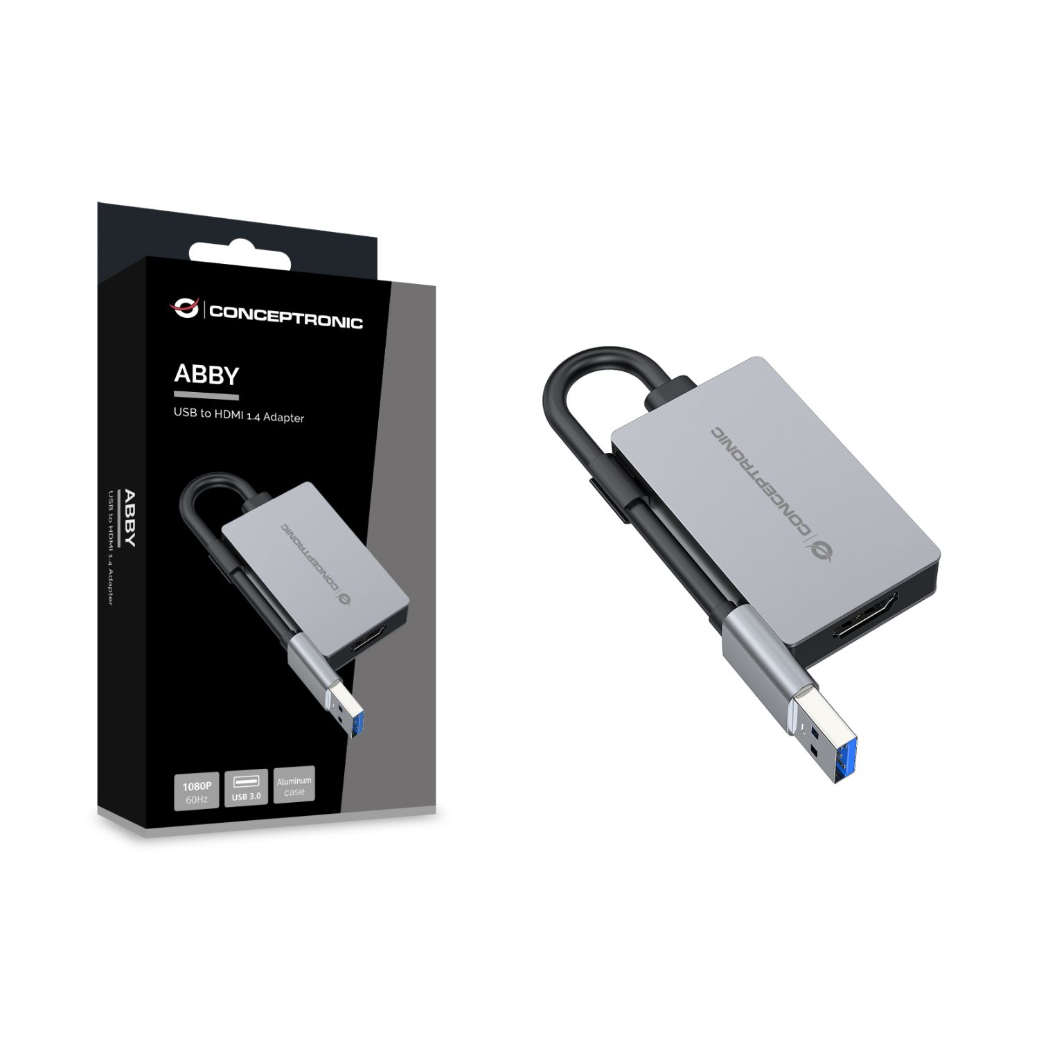ABBY22G - Adaptador CONCEPTRONIC USB-A 3.0/M a HDMI 1.4/H FHD/60Hz Gris (ABBY22G)