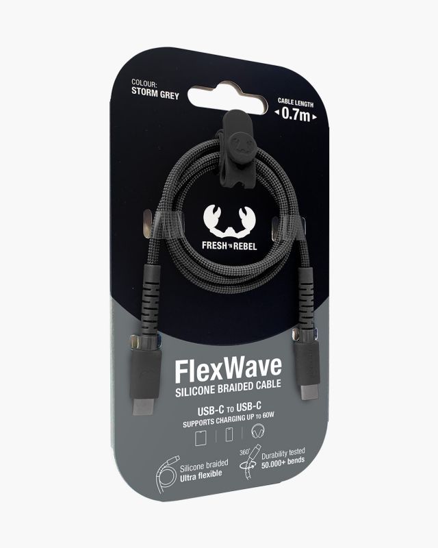 2CCC071SG - Cable Fresh N Rebel FlexWave USB-C a USB-C 60W 70cm Gris Silicona Ultraflexible Dise�o Trenzado Duradero (2CCC071SG)