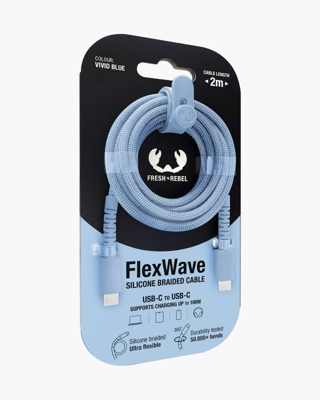 2CCC201VB - Cable Fresh N Rebel FlexWave USB-C a USB-C 100W 2m Azul Silicona Ultraflexible Dise�o Trenzado Duradero (2CCC201V)