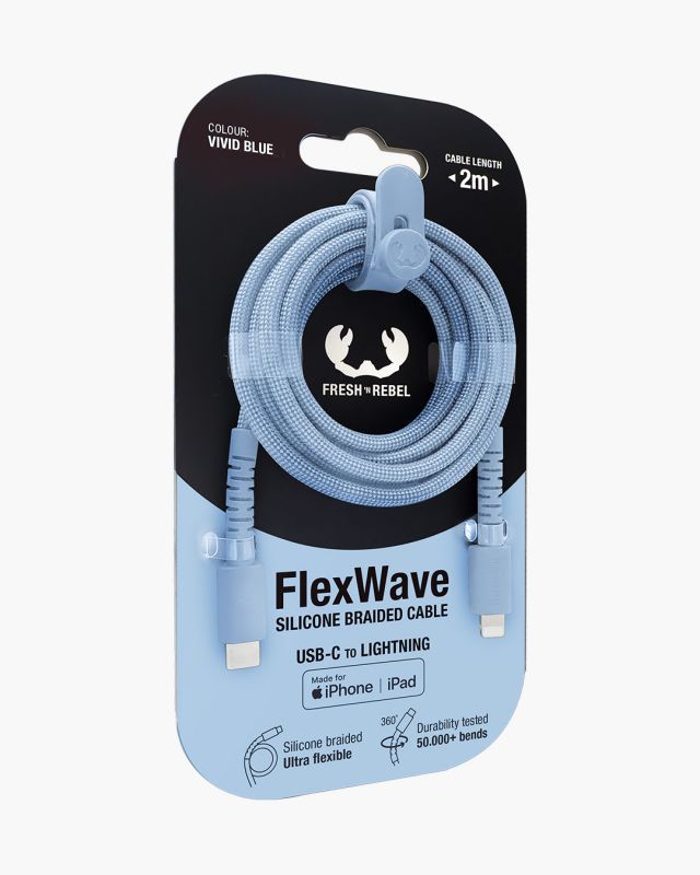 2CLC201VB - Cable Fresh N Rebel FlexWave USB-C a Lightning 2m Azul Silicona Ultraflexible Dise�o Trenzado Duradero (2CLC201VB)