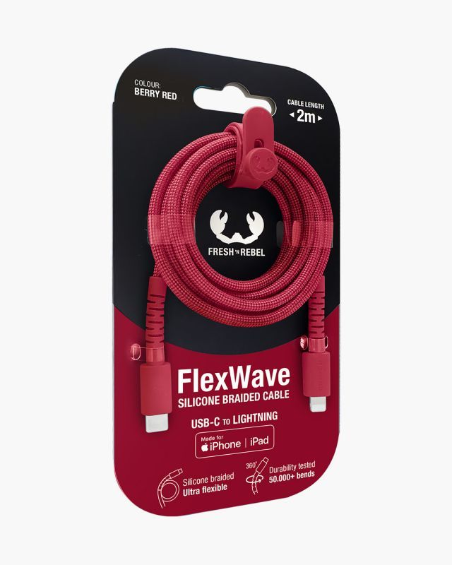 2CLC201BR - Cable Fresh N Rebel FlexWave USB-C a Lightning 2m Rojo Silicona Ultraflexible Dise�o Trenzado Duradero (2CLC201BR)