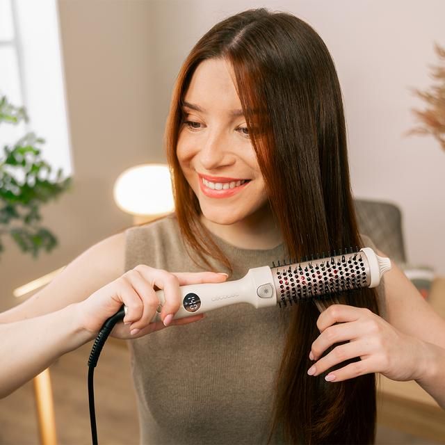 A01_EU01_110333 - Cepillo alisador Cecotec InstantCare ThermoGlow, con Infrarrojos y Tecnolog�a I�nica, 5 Temperaturas, 38mm, Funci�n Memoria, Pantalla, Apagado Autom�tico y Cable Giratorio. (A01_EU01_110333)