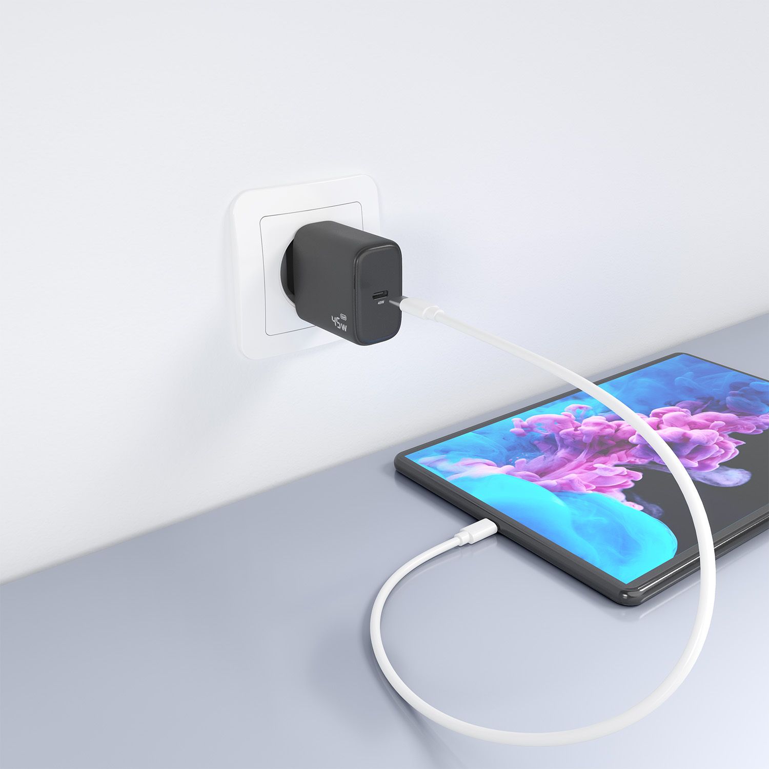 A110-0970 - Cargador de Pared AISENS GaN 45W PD 3.0 1xUSB-C Negro (A110-0970)