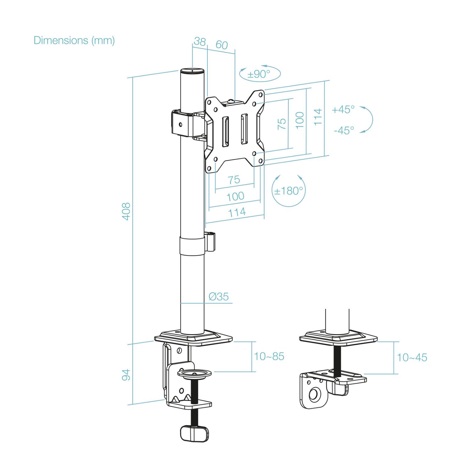 DB1130TN-B - Soporte de Mesa TooQ 17