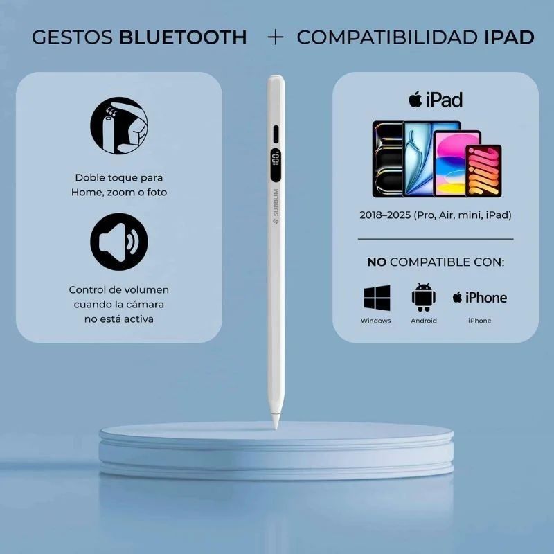 SUB-PENCIL NTFLOW P IOS - Stylus SUBBLIM NoteFlow Bluetooth 5.0 para Ipad Blanco (SUBPEN-IOS001)