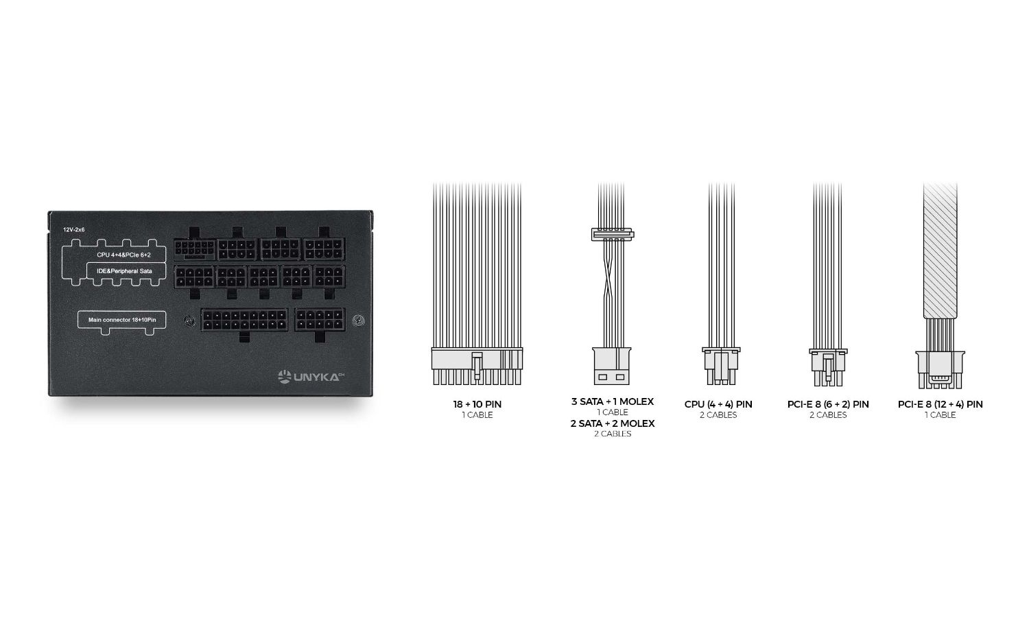 UK213850 - Fuente de Alimentacion UNYKA ATILIUS 3.1 850W Gold 120mm ATX (UK213850)