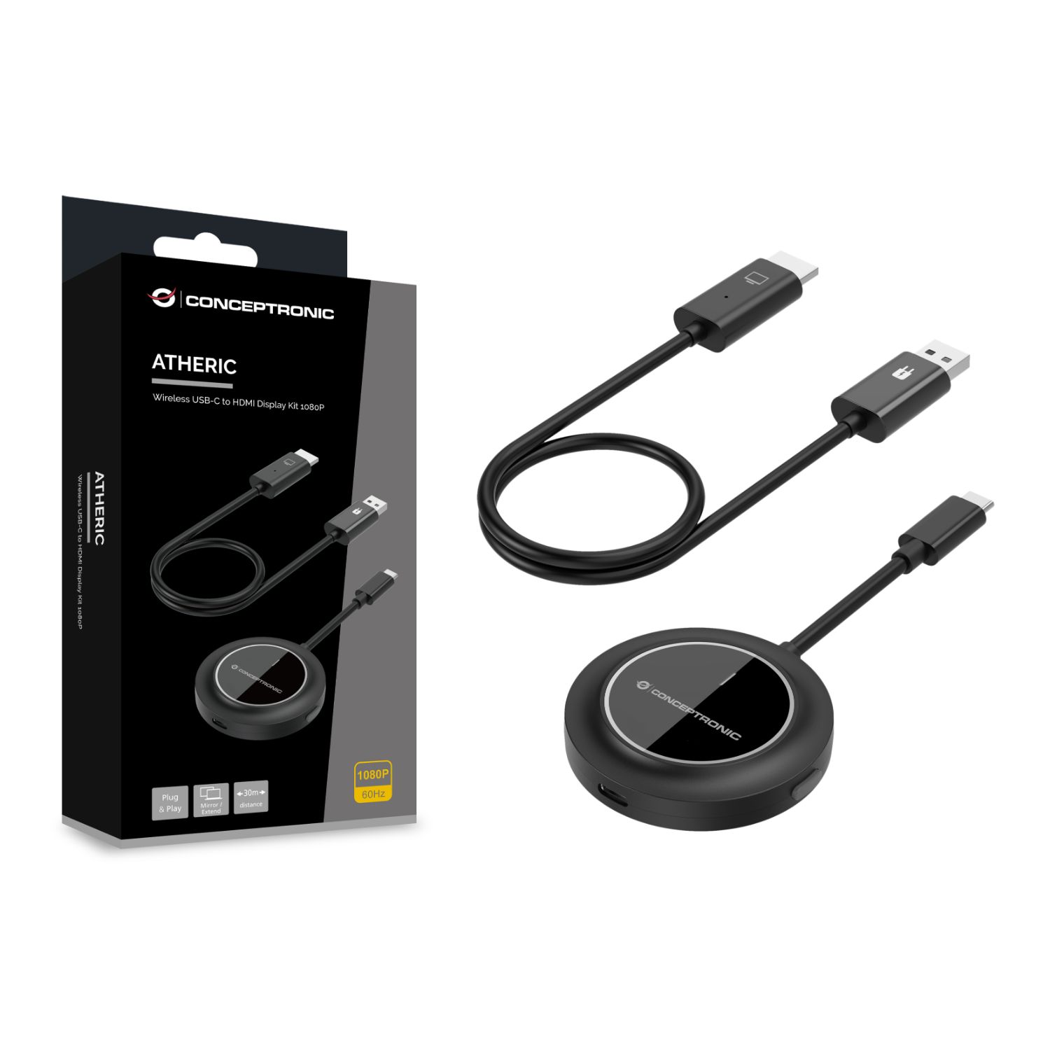 ATHERIC01B - Transmisor Inal�mbrico CONCEPTRONIC 1080p/60Hz HDMI 1.4 Negro (ATHERIC01B)