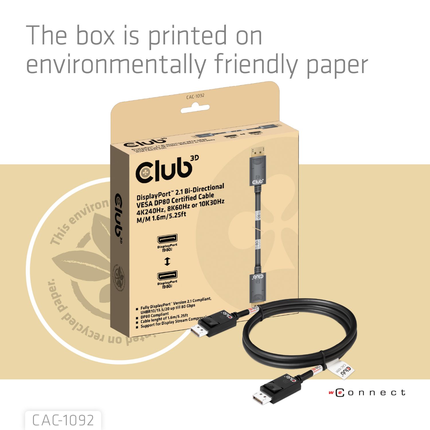 CAC-1092 - Cable Club 3D DisplayPort2.1 M/M 8K 240Hz 1.6m (CAC-1092)