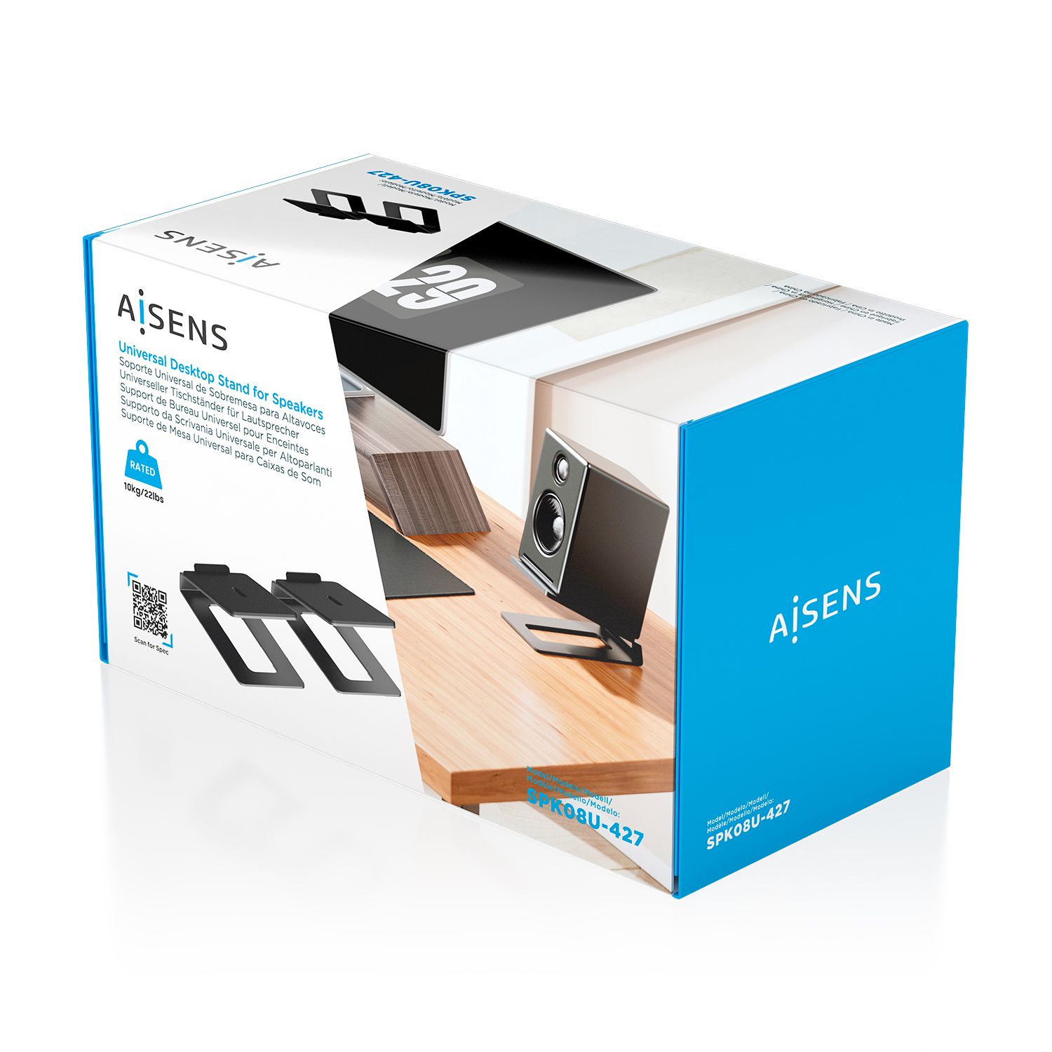 SPK08U-427 - Soporte de Sobremesa AISENS para 2 Altavoces Inclinable M�x. 10Kg Negro (SPK08U-427)