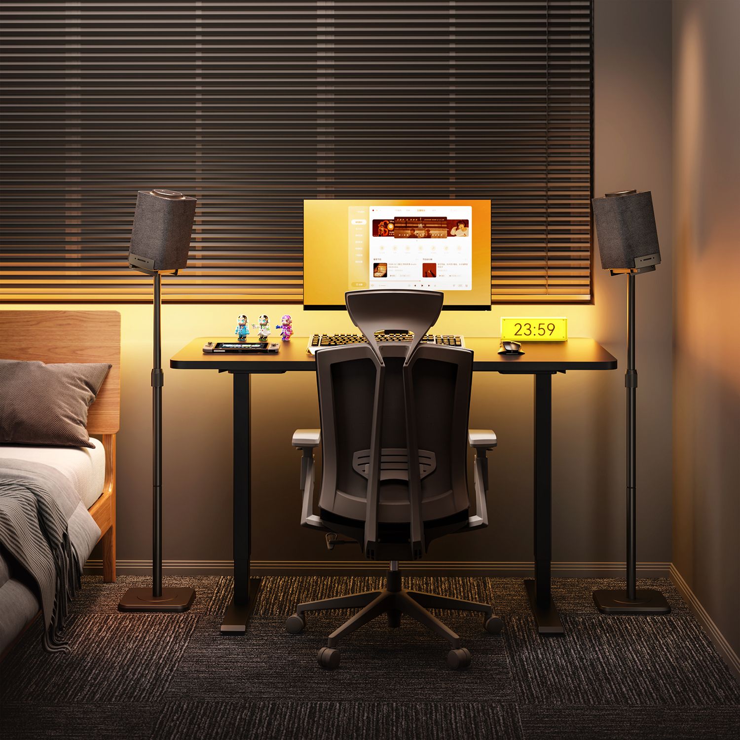 SPK09U-429 - Soporte de Suelo AISENS para 2 Altavoces Inclina/Gira M�x. 5Kg Negro (SPK09U-429)